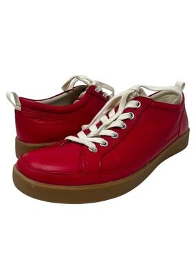Vionic Red Leather Casual Sneakers with Gum Sole